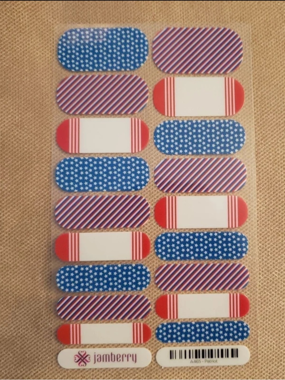 Jamberry Nail Wraps Patriot A465 Full Sheet USA Fourth of July Stars Stripes Red